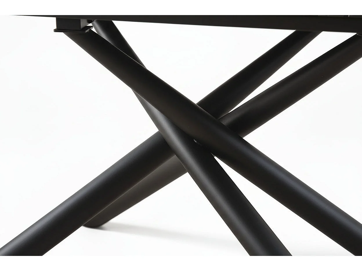 Table repas extensible céramique travertin blanc 129/189 cm – NYSA