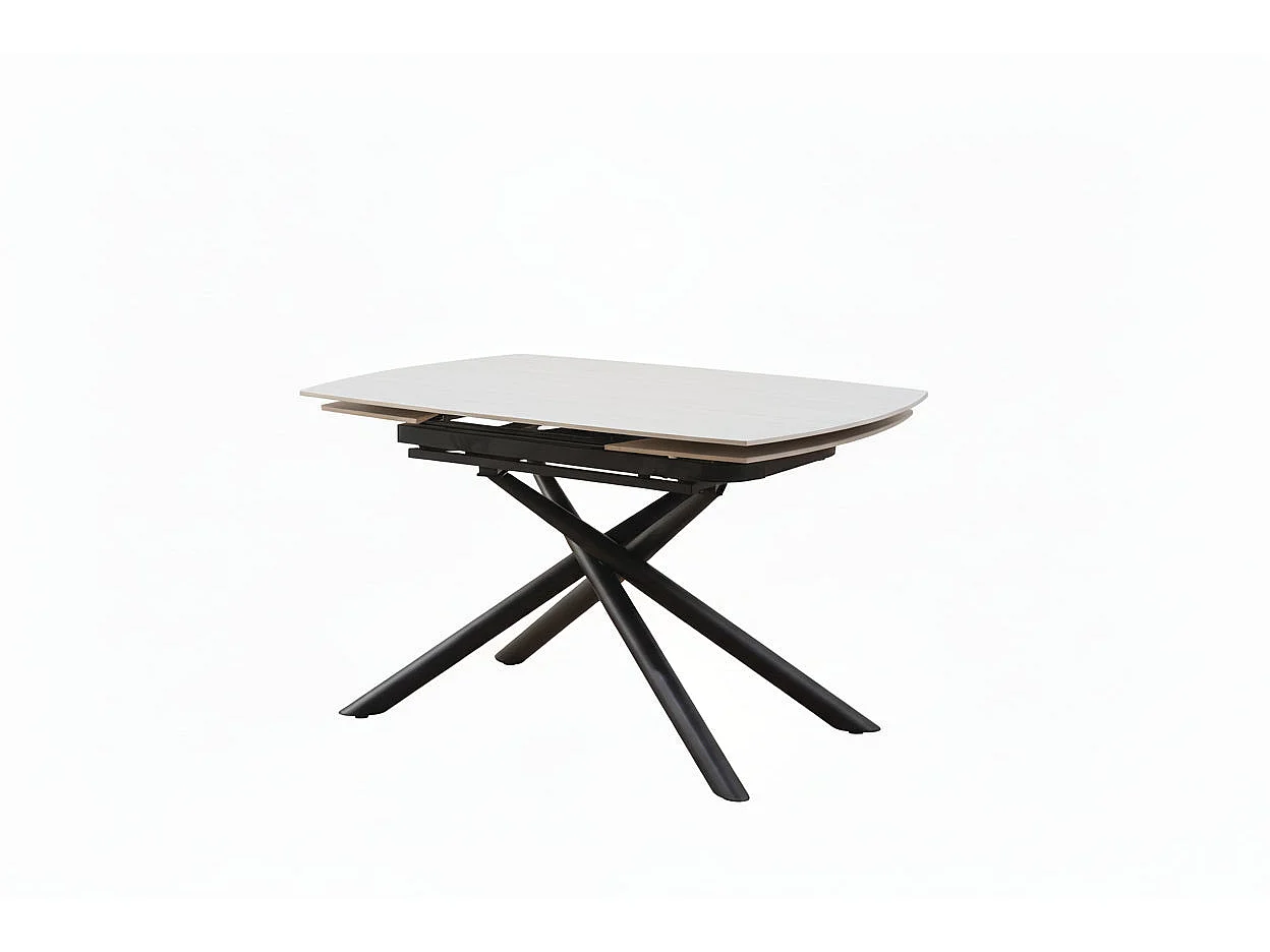 Table repas extensible céramique travertin blanc 129/189 cm – NYSA