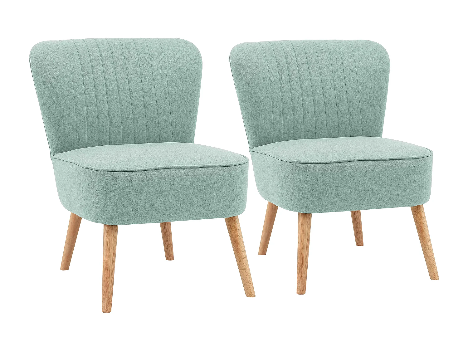 Lot de 2 fauteuils style crapaud en tissu bleu clair