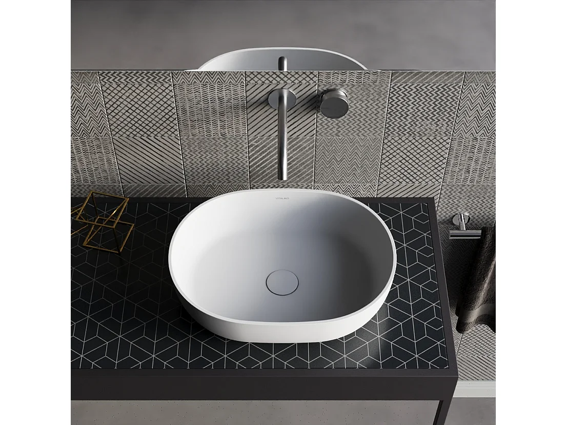 Vaque à  poer Vitaliko Rectangulaire L39 cm, Solid Surface, 100% Made In Italy