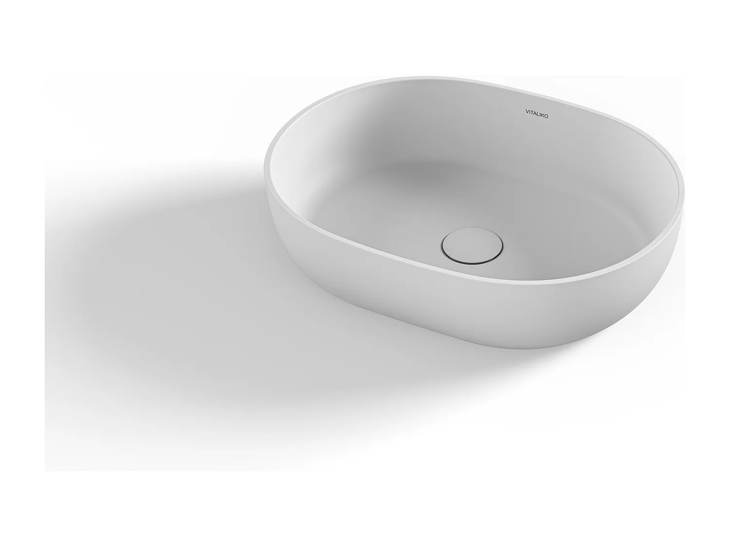 Vaque à  poer Vitaliko Rectangulaire L39 cm, Solid Surface, 100% Made In Italy