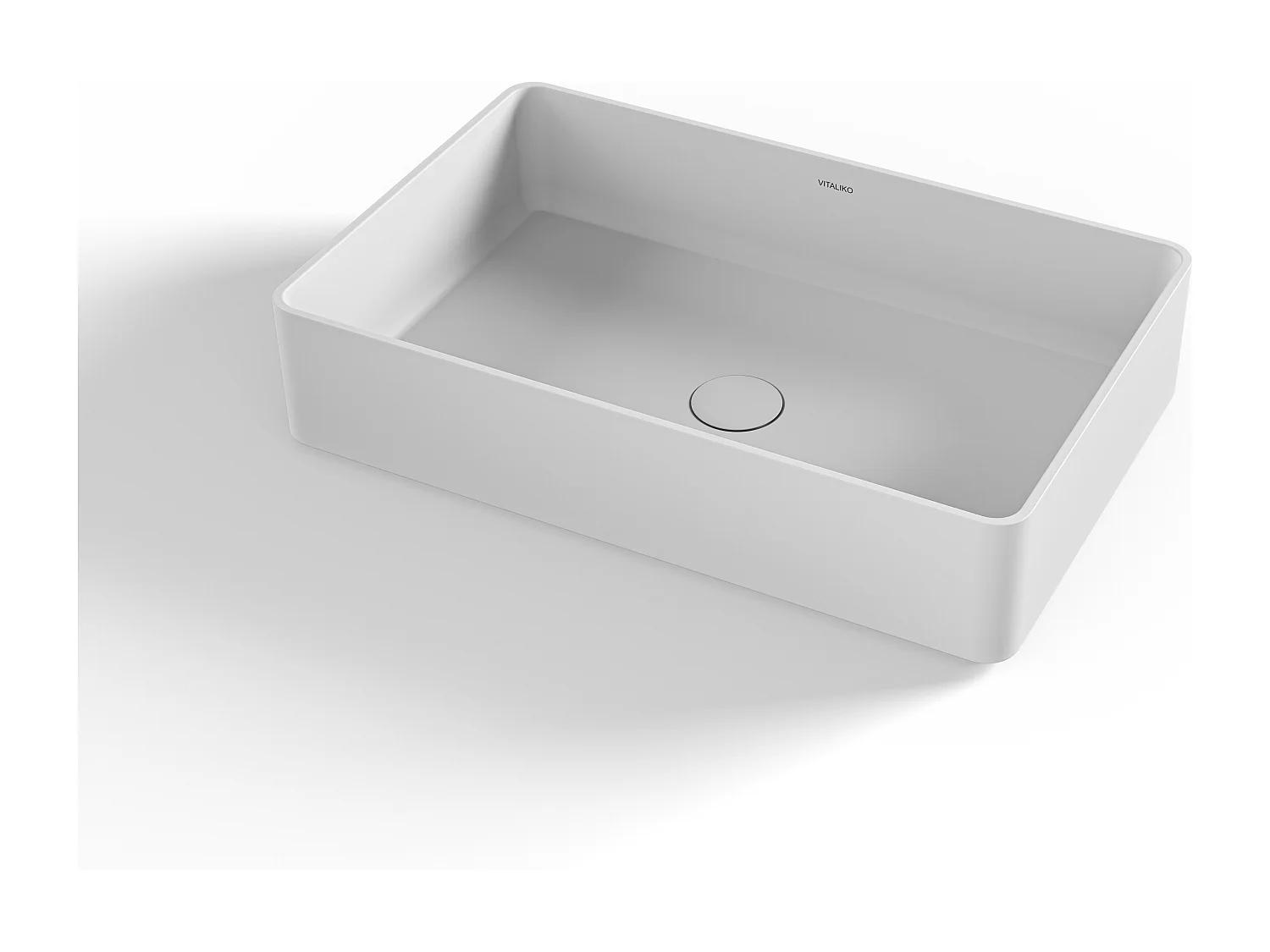 Vaque à poer Vitaliko Rectangulaire L58 cm, Solid Surface 100% Made In Italy