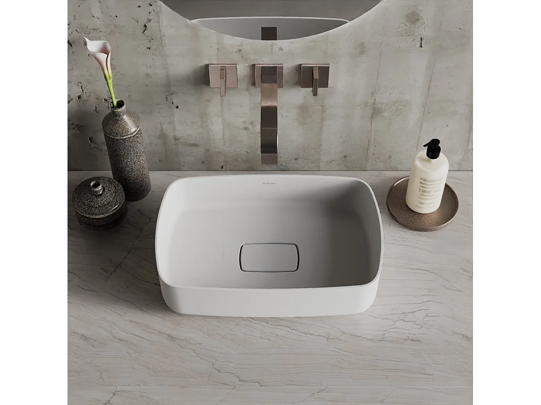 Vaque à  poer Vitaliko Rectangulaire L43 cm, Solid Surface, 100% Made in Italy