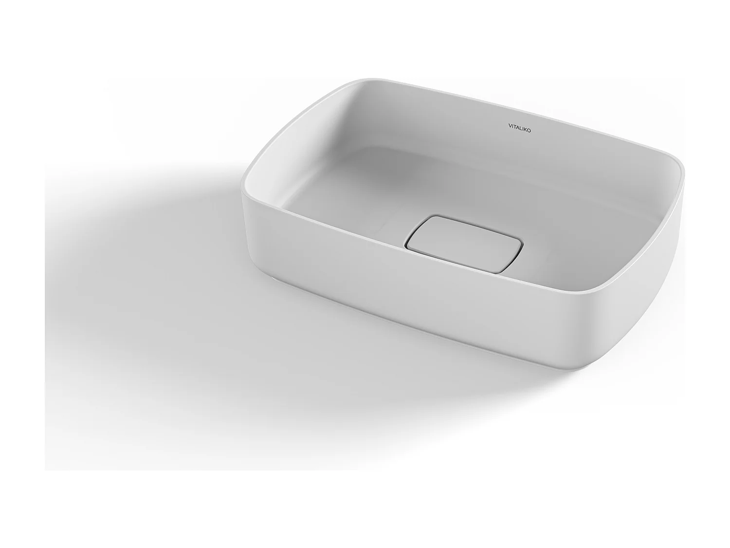 Vaque à  poer Vitaliko Rectangulaire L43 cm, Solid Surface, 100% Made in Italy