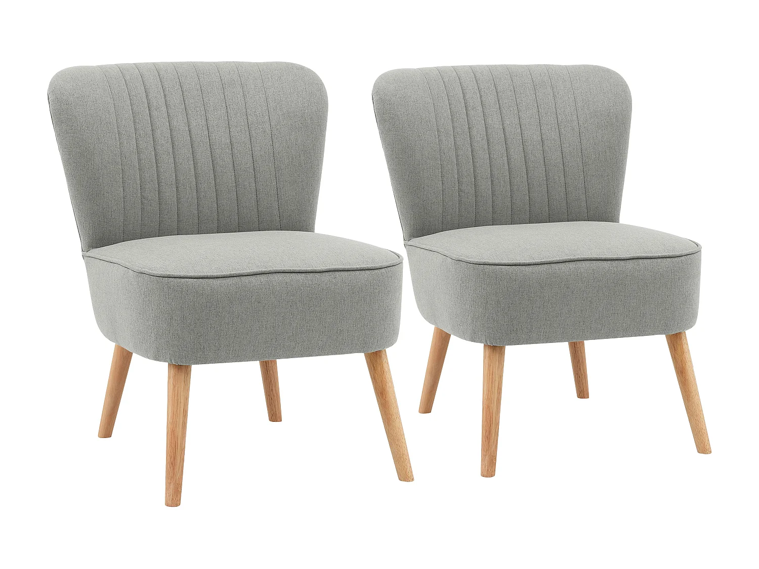 Lot de 2 fauteuils style crapaud en tissu gris clair