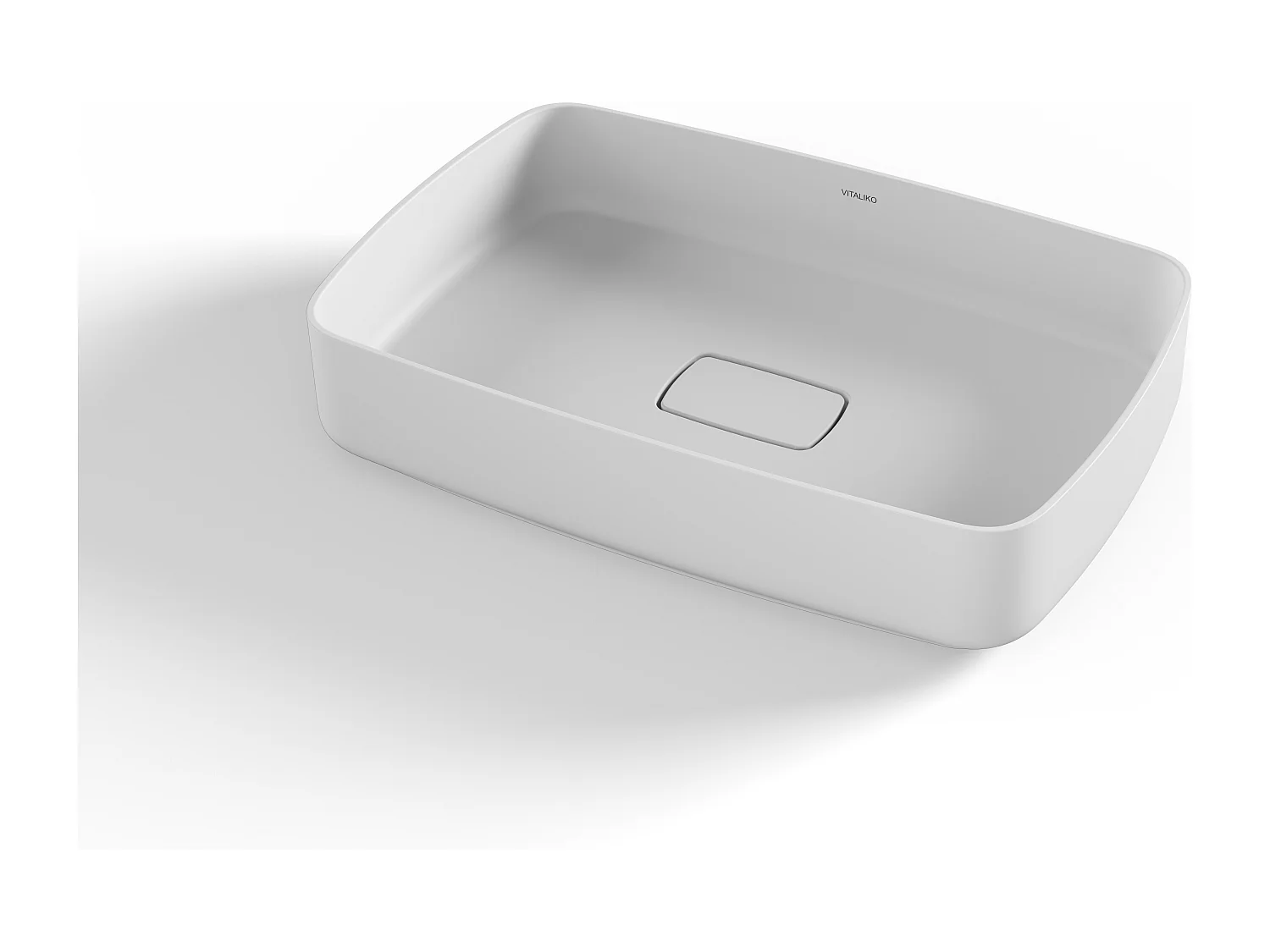 Vaque à  poer Vitaliko Rectangulaire L58 cm, Solid Surface, 100% Made In Italy