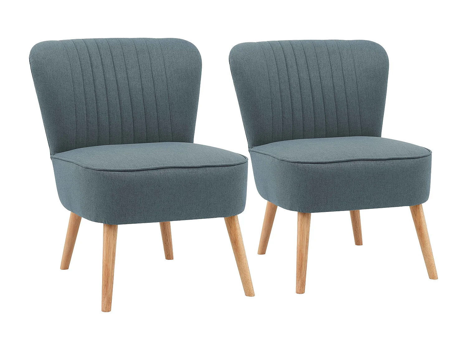 Lot de 2 fauteuils style crapaud en tissu bleu foncé
