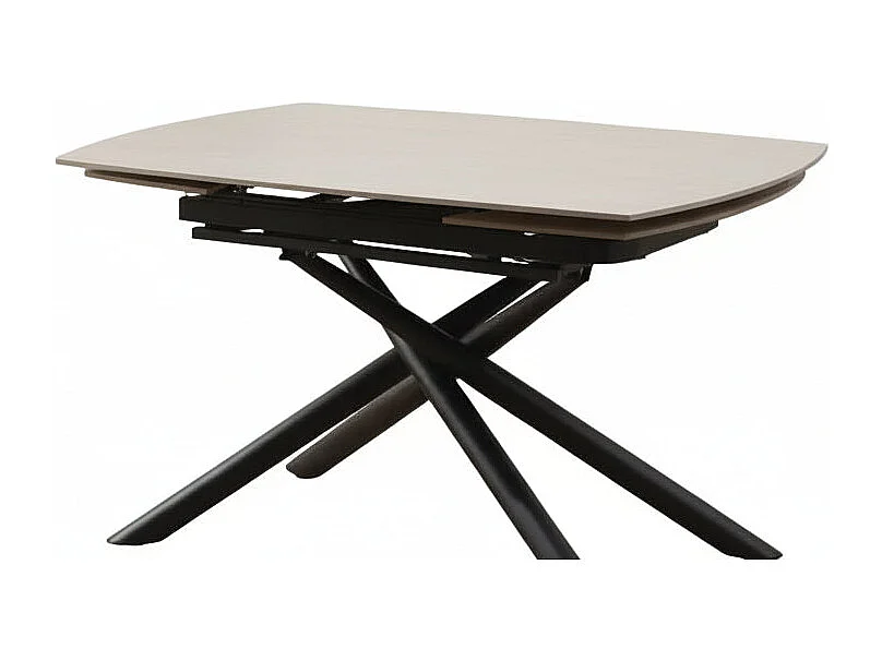 Table repas extensible céramique travertin beige 129/189 cm – NYSA