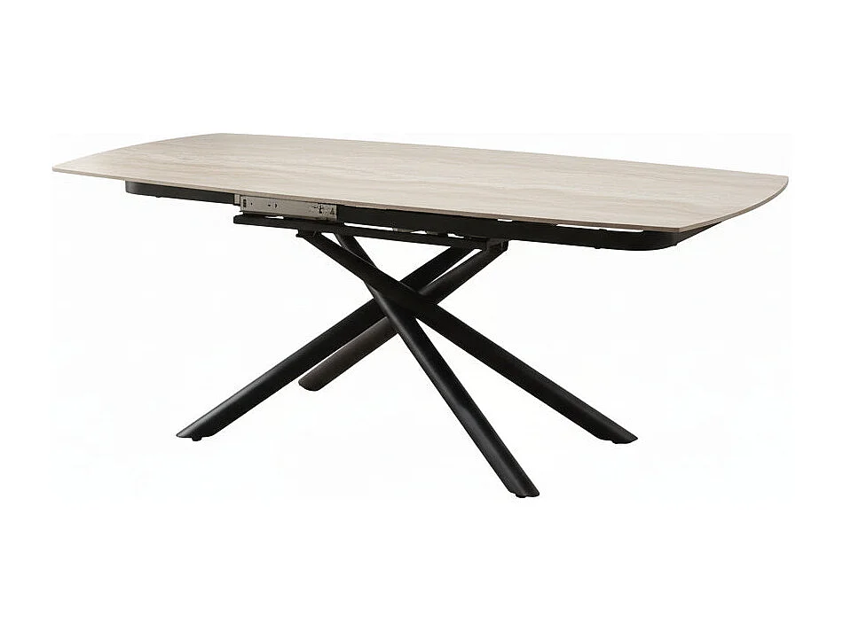 Table repas extensible céramique travertin beige 129/189 cm – NYSA