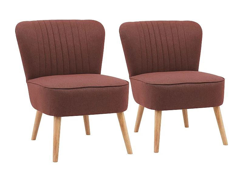 Lot de 2 fauteuils style crapaud en tissu bordeaux