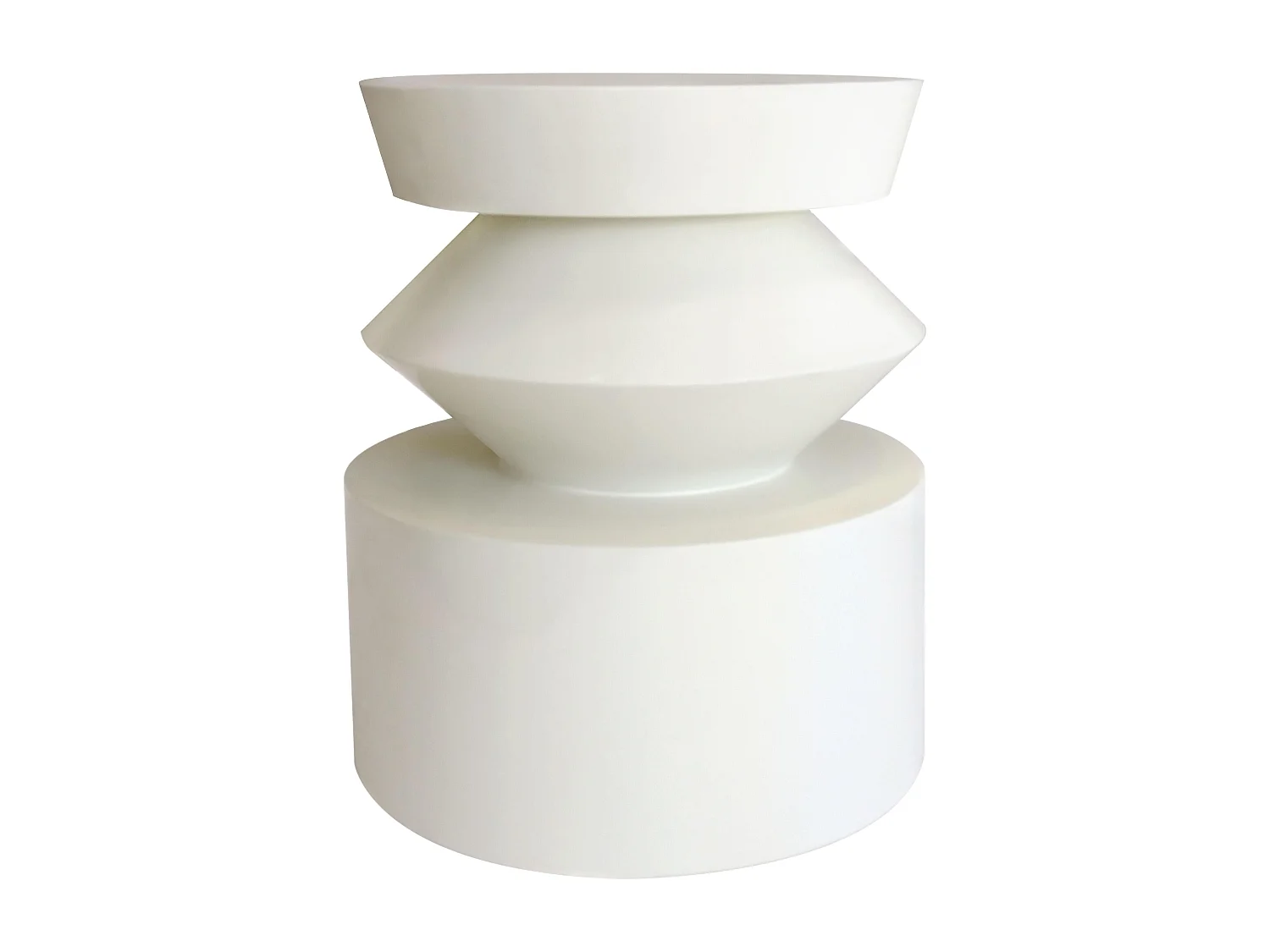 Table basse bout de canapé effet laqué blanc diam 40 cm