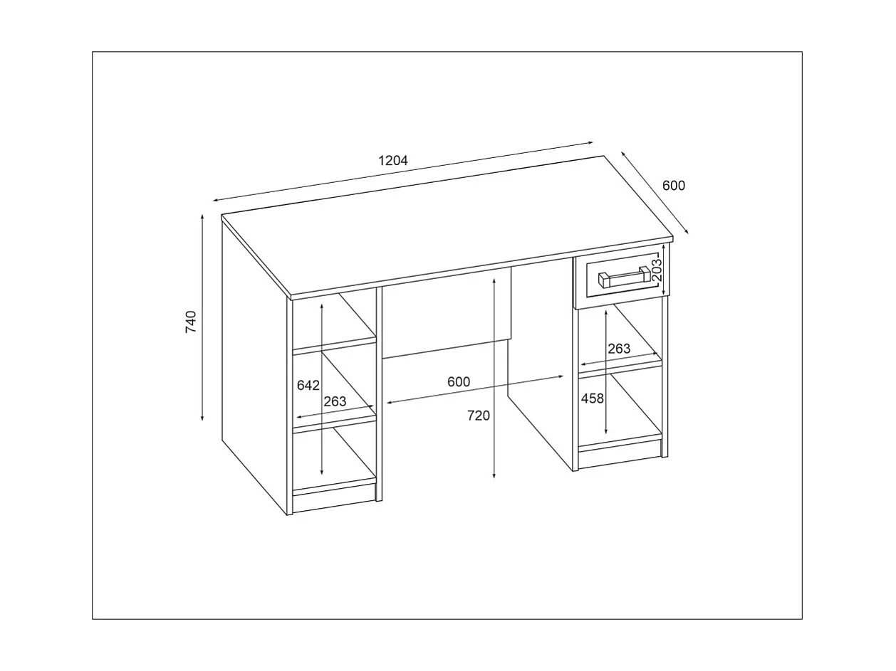 Bureau 120 cm avec tiroirs et étagères – Design élégant et fonctionnel - quincaillerie de haute qualité - Panneau 18 mm EMEBLAST