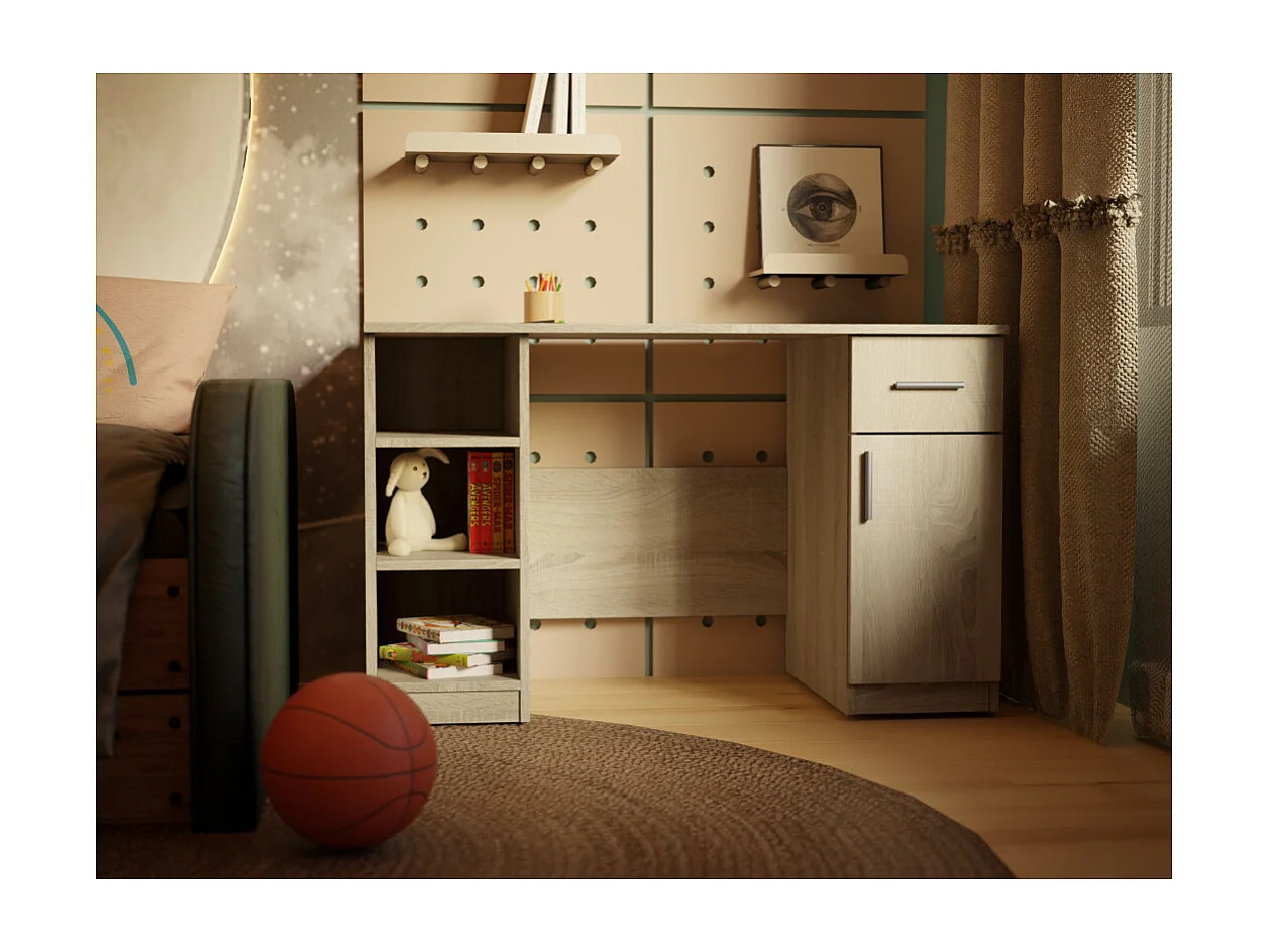 Bureau 120 cm avec tiroirs et étagères – Design élégant et fonctionnel – Panneau 18 mm EMEBLAST