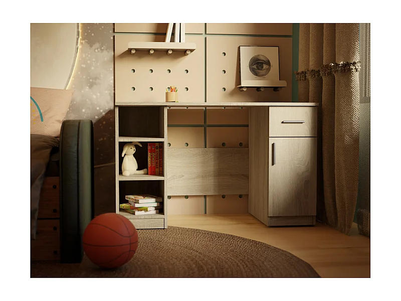 Bureau 120 cm avec tiroirs et étagères – Design élégant et fonctionnel – Panneau 18 mm EMEBLAST