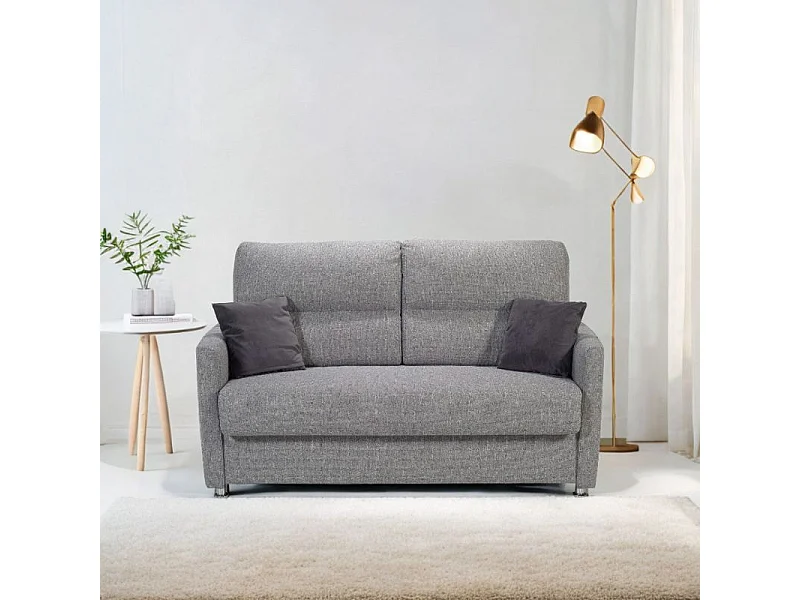 ATOME Canapé convertible 3 places gris clair matelas Dunlopillo 140cm