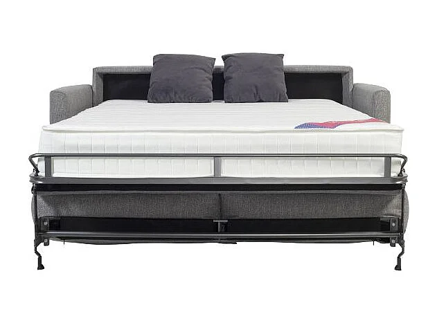 ATOME Canapé convertible 3 places gris clair matelas Dunlopillo 140cm