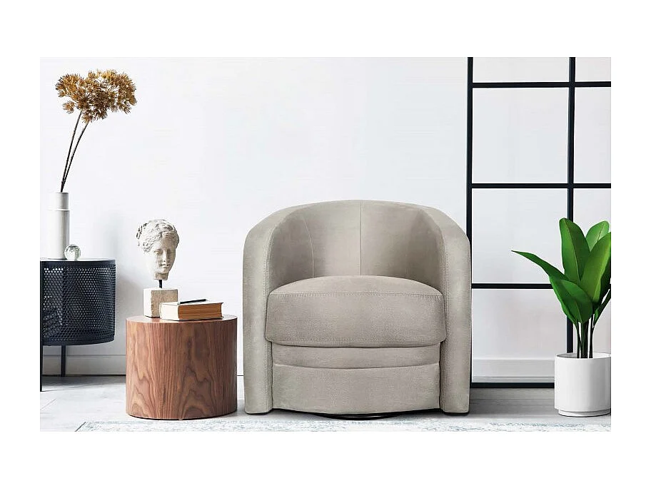 PISE Fauteuil crapaud pivotant beige crème