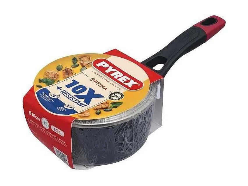 Pyrex Optima Kasserolle 16 cm Antihaft Ohne PFAS mit Deckel und Komfortgriff