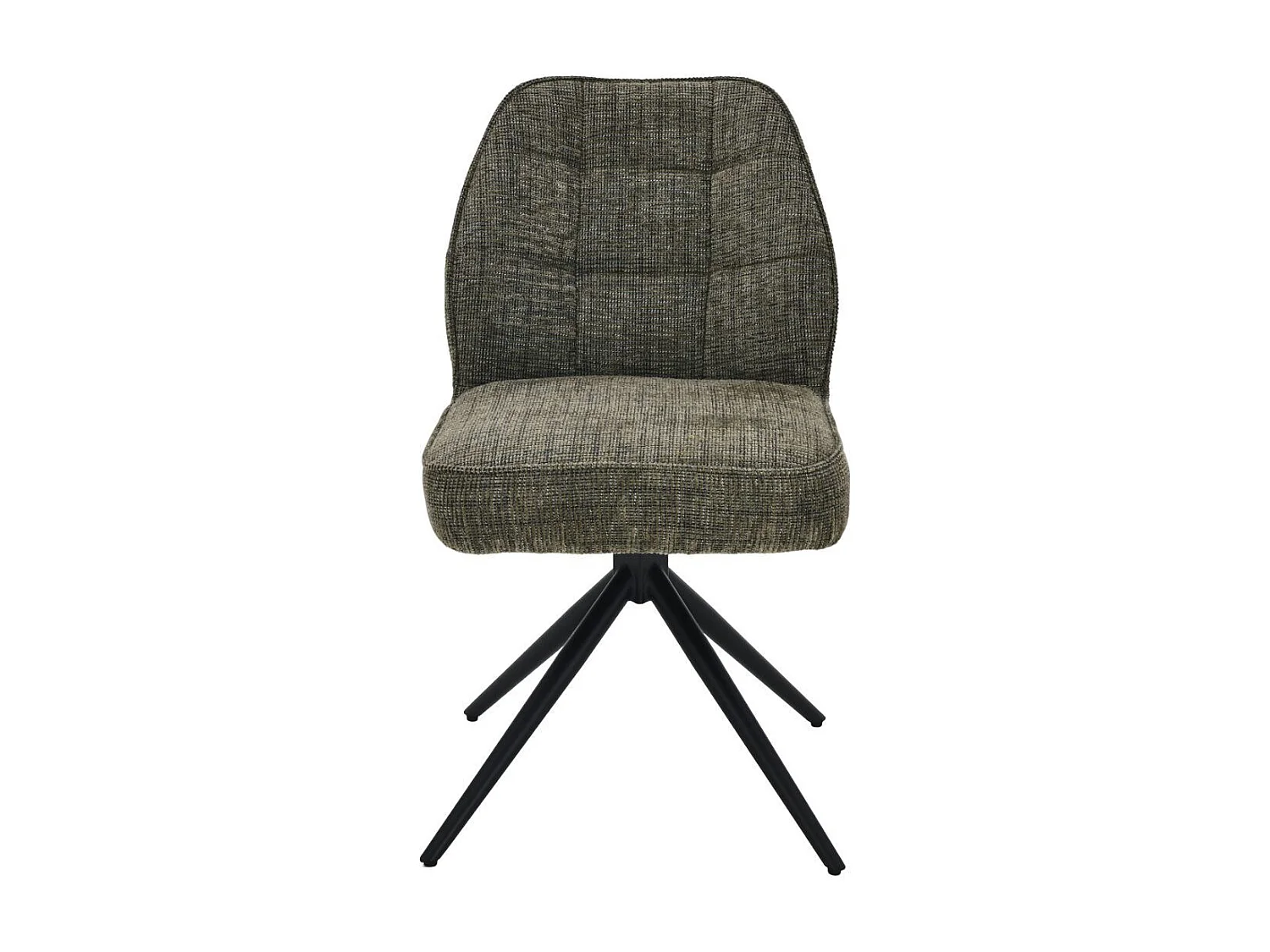 Lot de 2 chaises pivotantes en tissu chenillé vert assise confort en ressorts ensachés - LINE