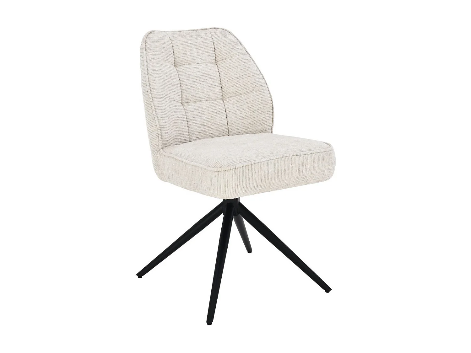 Lot de 2 chaises pivotantes en tissu chenillé écru assise confort en ressorts ensachés - LINE