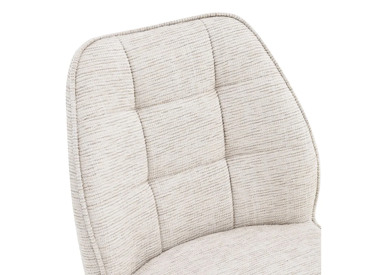 Lot de 2 chaises pivotantes en tissu chenillé écru assise confort en ressorts ensachés - LINE