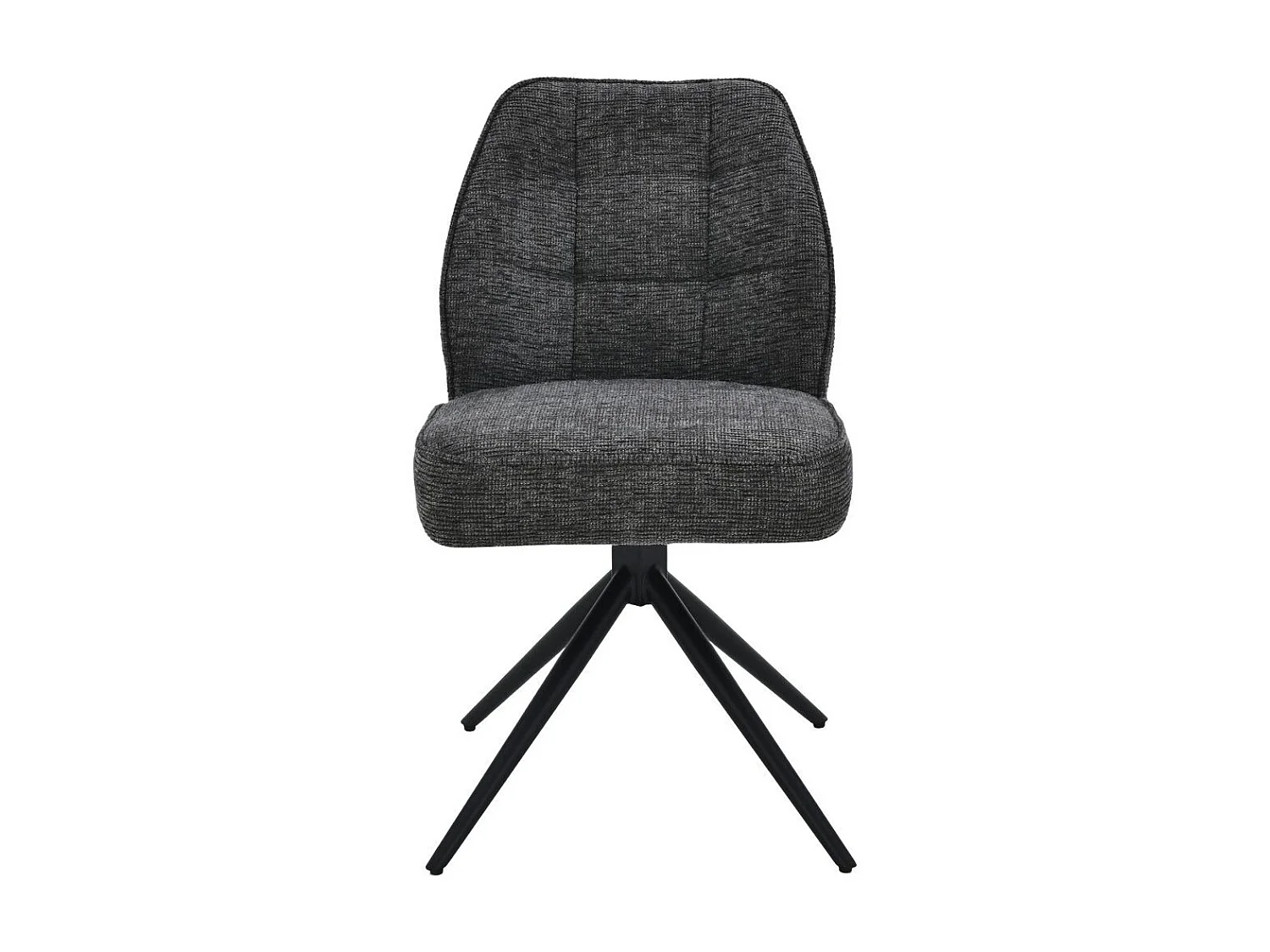 Lot de 2 chaises pivotantes en tissu chenillé gris foncé assise confort en ressorts ensachés - LINE