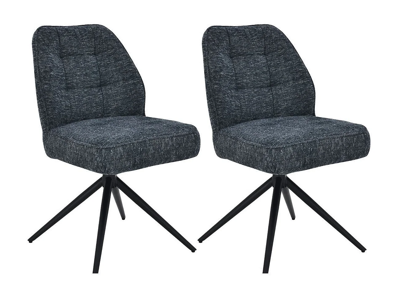 Lot de 2 chaises pivotantes en tissu chenillé gris bleuté assise confort en ressorts ensachés - LINE
