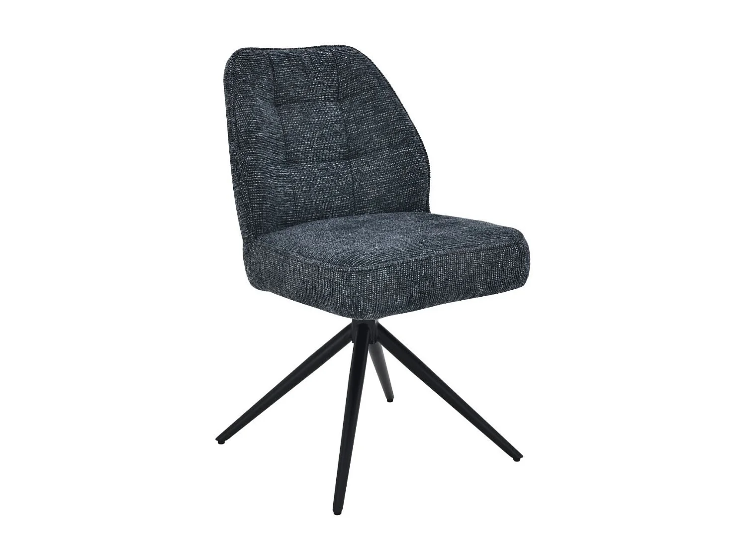 Lot de 2 chaises pivotantes en tissu chenillé gris bleuté assise confort en ressorts ensachés - LINE