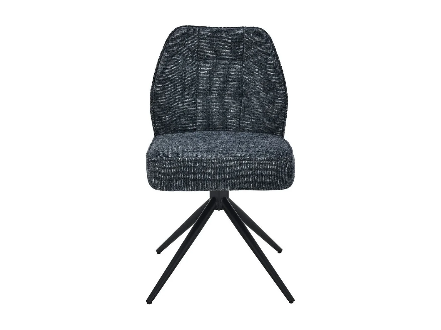 Lot de 2 chaises pivotantes en tissu chenillé gris bleuté assise confort en ressorts ensachés - LINE