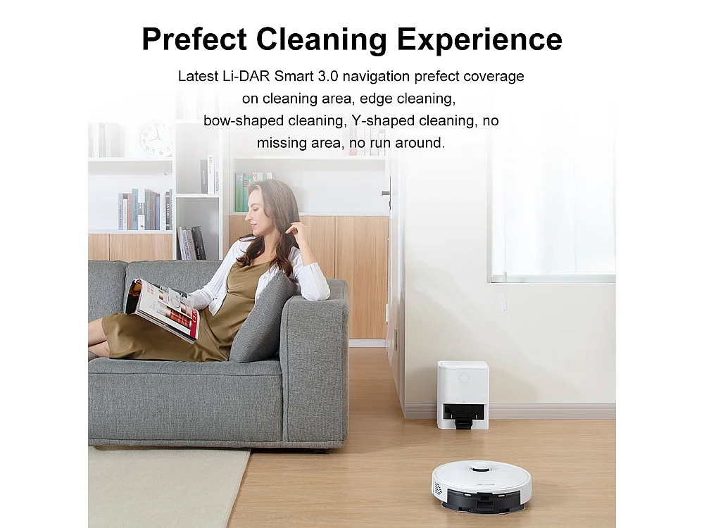 Robot Aspirateur Laveur  - M70 PRO - 5000Pa - Station de Vidage Automatique - Laser