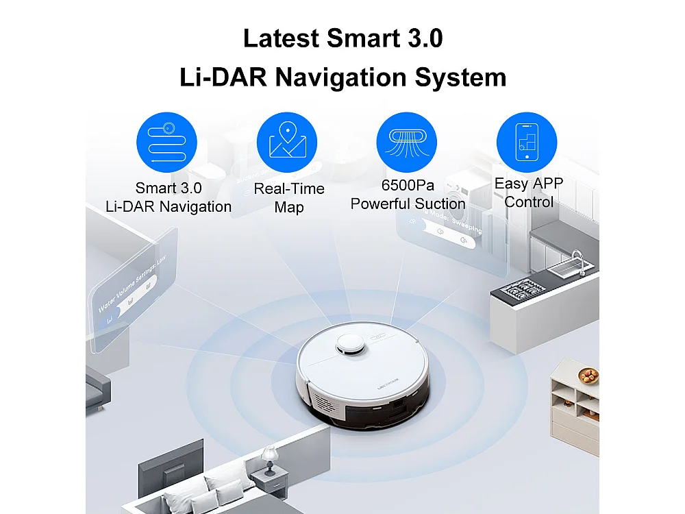 Robot Aspirateur Laveur  - M70 PRO - 5000Pa - Station de Vidage Automatique - Laser
