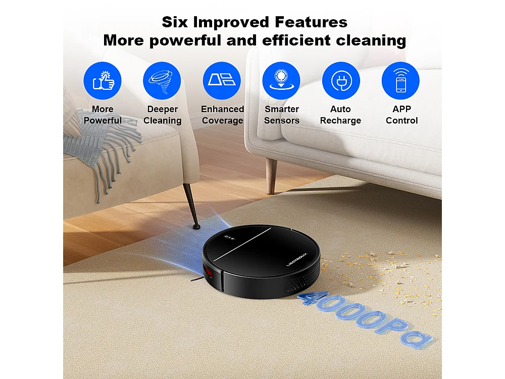 LIECTROUX M7S PRO - Aspirateur robot laveur connecté - 4000 Pa - Navigation cartographique - Autonomie 120 mn