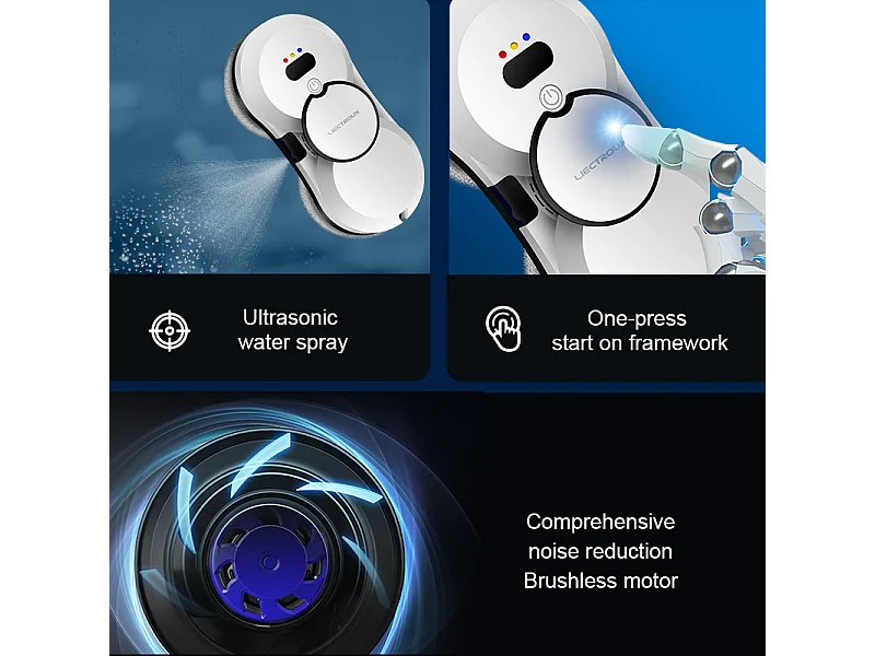 Robot Lave Vitre HCR-10 Blanc - 2800 Pa - Rservoir 30ml - Nettoyage auto - Robot laveur de vitres intelligent autonome