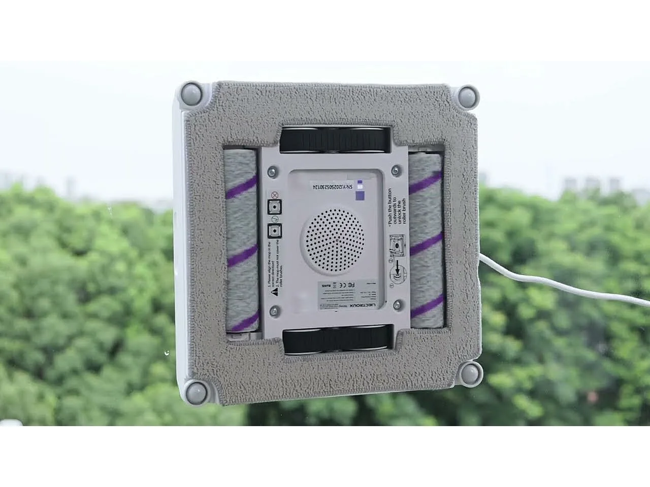 Robot lave-vitres S9, avec 2 brosses rotatives, pompe à eau à 6 jets, moteur sans balais, aspiration de 9 kPa, 8 micro-interrupteurs,app, instructions vocales.