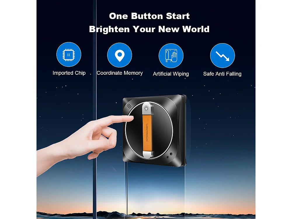 Aspirateur robot YW910 : Le meilleur robot de nettoyage intelligent pour fenêtres hautes avec protection anti-chute,APP