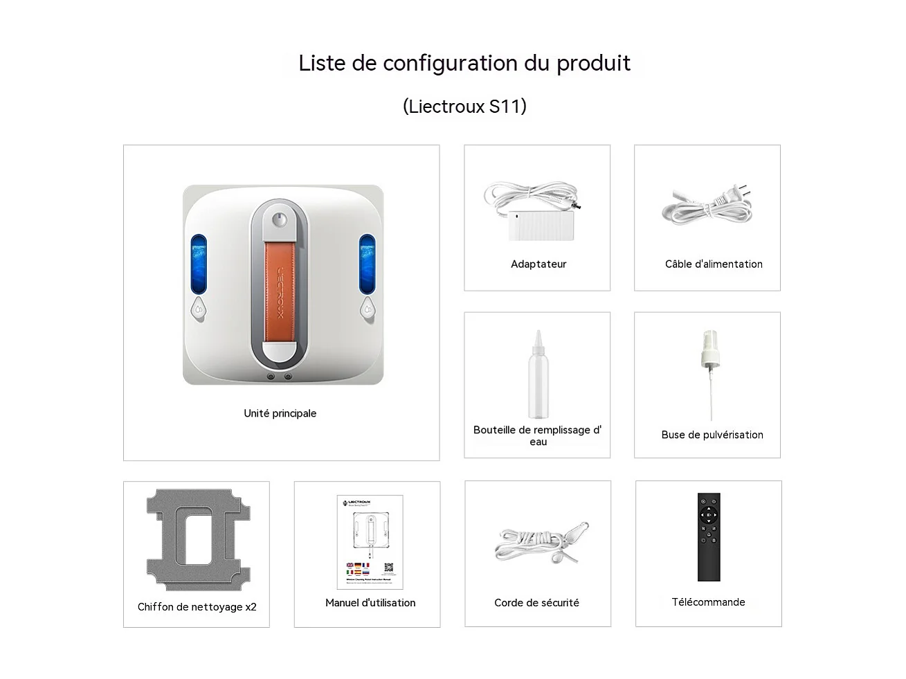 Robot nettoyeur de fenêtres Liectroux S11, Pulvérisation d'eau 4 directions, Robot nettoyeur pour vitres, sols et carreaux de murs domestiques