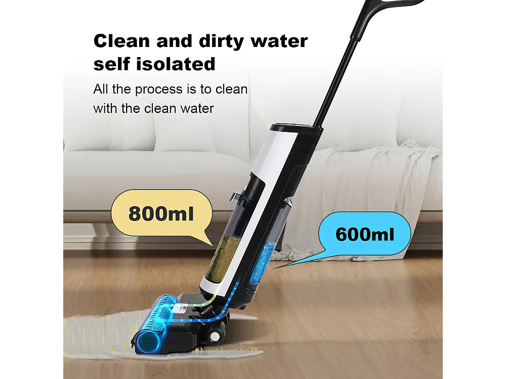 Aspirateur eau et poussière sans fil portatif i7 Pro, autonettoyant, autoséchant, avec guide vocal