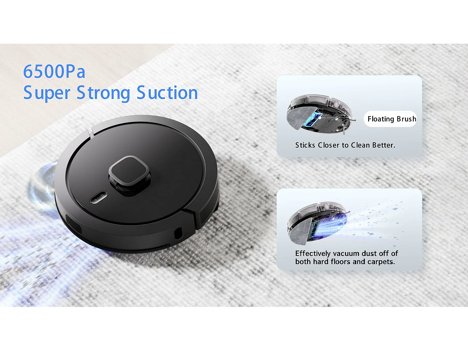 Aspirateur robot G7 avec bac à poussière à vidage automatique, navigation laser, 5 cartes enregistrées, 5200 mAh, 6500 Pa,