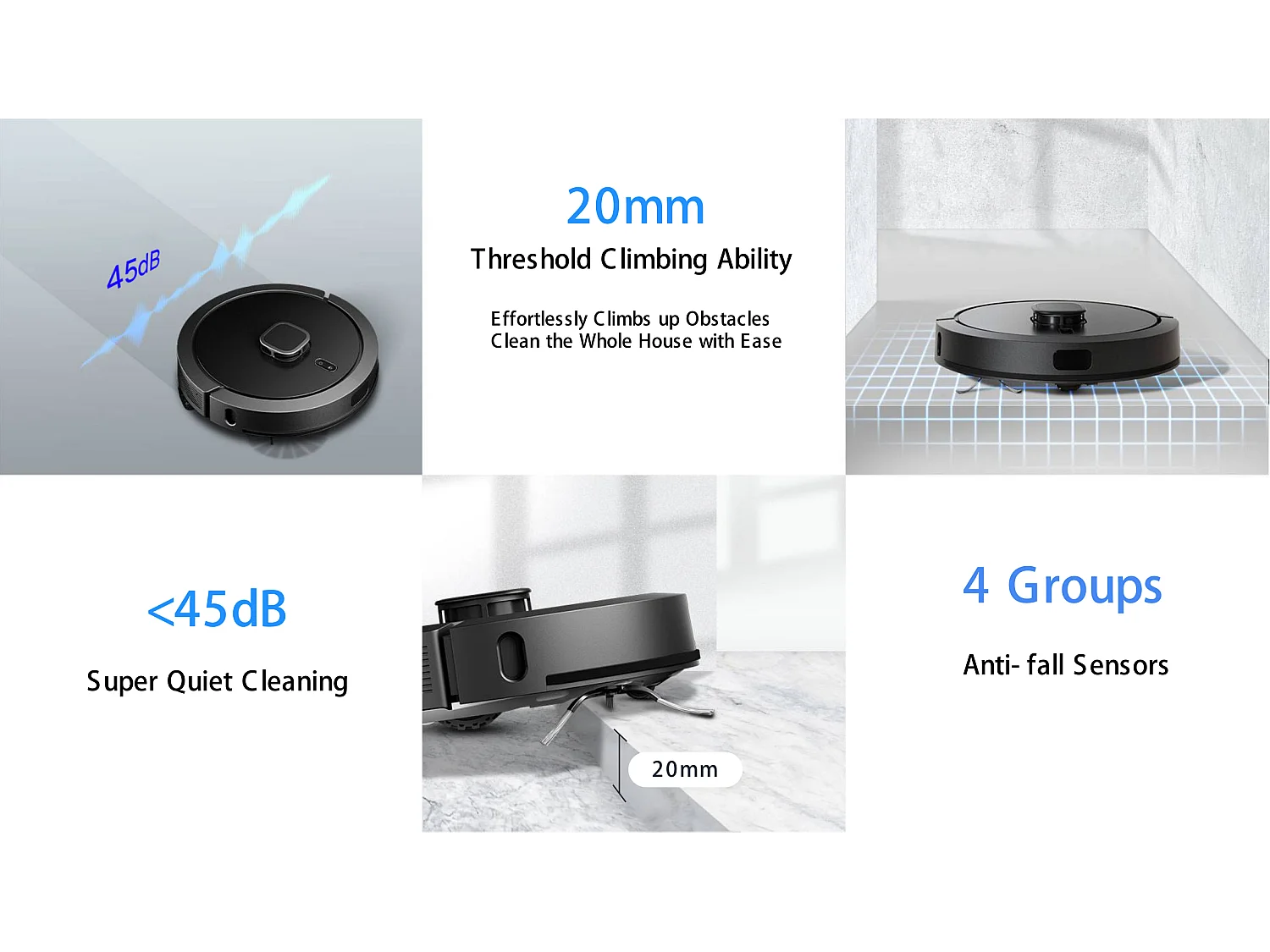 Aspirateur robot G7 avec bac à poussière à vidage automatique, navigation laser, 5 cartes enregistrées, 5200 mAh, 6500 Pa,