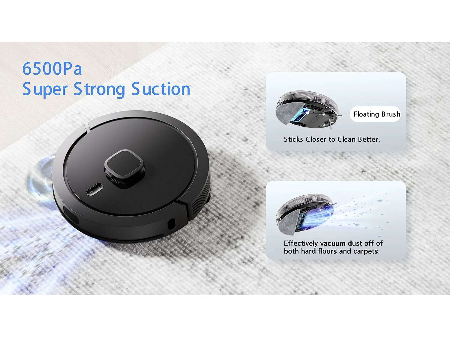 Aspirateur robot G7 avec bac à poussière à vidage automatique, navigation laser, 5 cartes enregistrées, 5200 mAh, 6500 Pa,