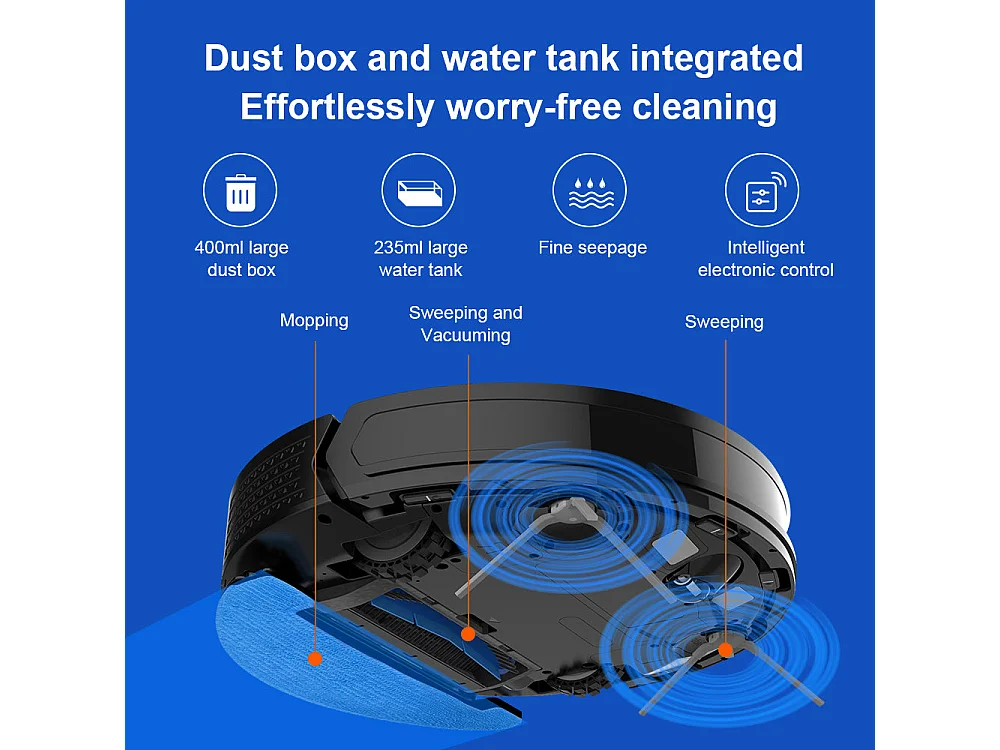 Nouveau robot aspirateur laser modèle X6 avec bac à poussière 2 en 1, 5 cartes enregistrées,, configuration de mur virtuel via application, 6500 Pa