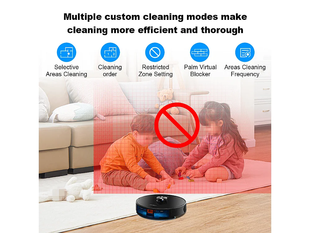 Nouveau robot aspirateur laser modèle X6 avec bac à poussière 2 en 1, 5 cartes enregistrées,, configuration de mur virtuel via application, 6500 Pa