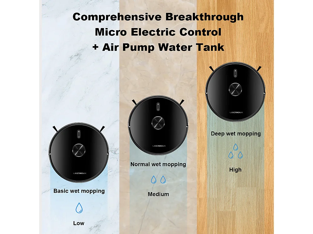 Nouveau robot aspirateur laser modèle X6 avec bac à poussière 2 en 1, 5 cartes enregistrées,, configuration de mur virtuel via application, 6500 Pa