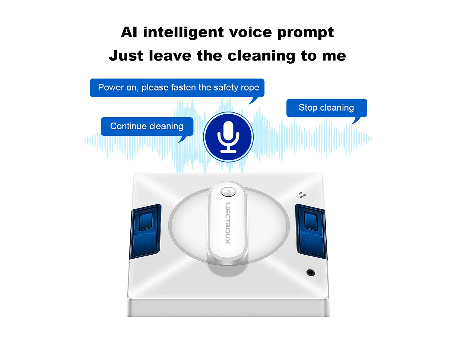 Aspirateur robot Liectroux pour vitres YW-509 , aspirateur automatique avec réservoir d'eau à 4 éléments, application connectée, guidage vocal,