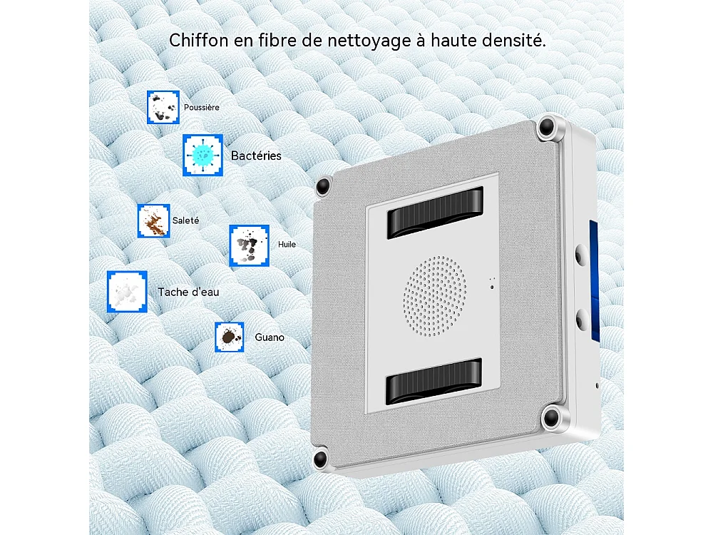 LIECTROUX Robot Lave Vitres YW509 – Pulvérisation 4 Buses / 3 Directions – Réservoir 100mL – 3800Pa – APP – Triple Sécurité