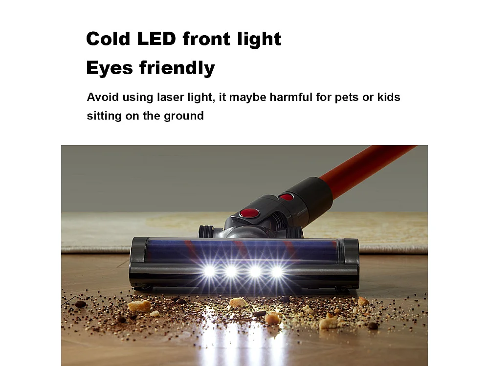 Aspirateur intelligent sans fil portable i10 avec puissance maximale de 27 000 Pa et éclairage LED