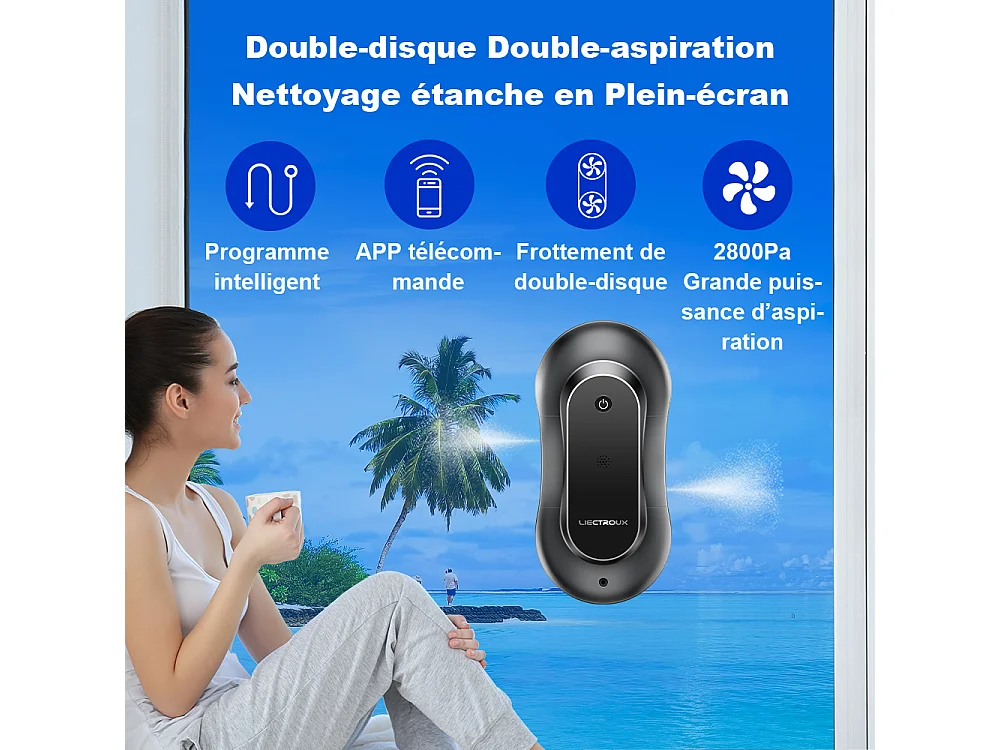 Robot Lave Vitre YW810 - Contrle APP - Double Pulvrisation - 10 Lingettes