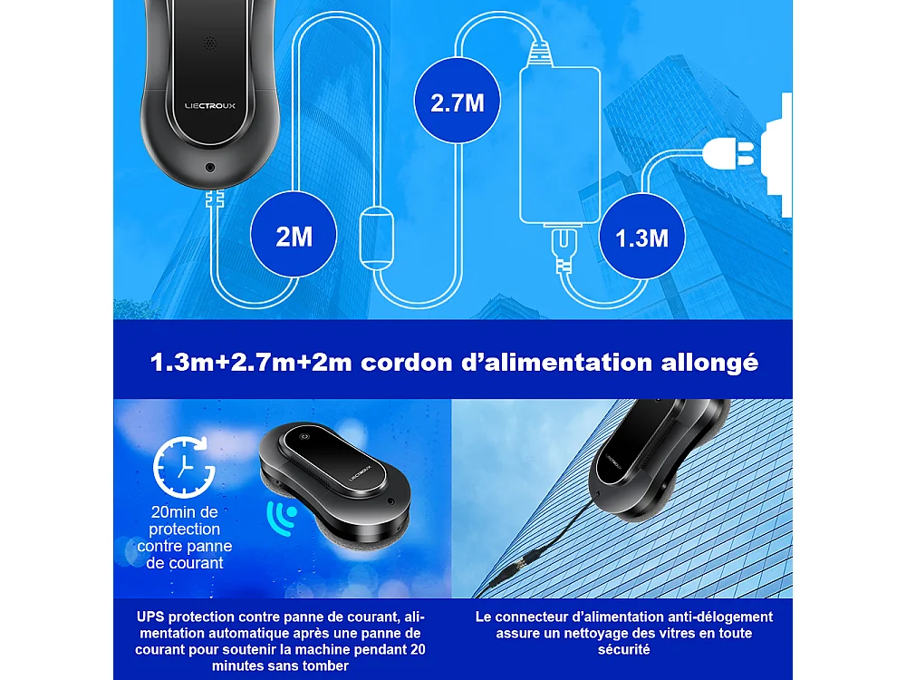 Robot Lave Vitre YW810 - Contrle APP - Double Pulvrisation - 10 Lingettes