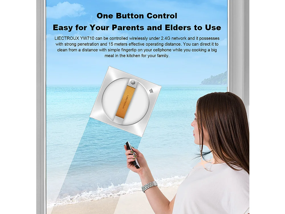 Aspirateur robot YW710 Nettoyeur automatique double face à jet d'eau, tuya app, guidage vocal, nettoyage automatique des vitres avec ou sans cadre