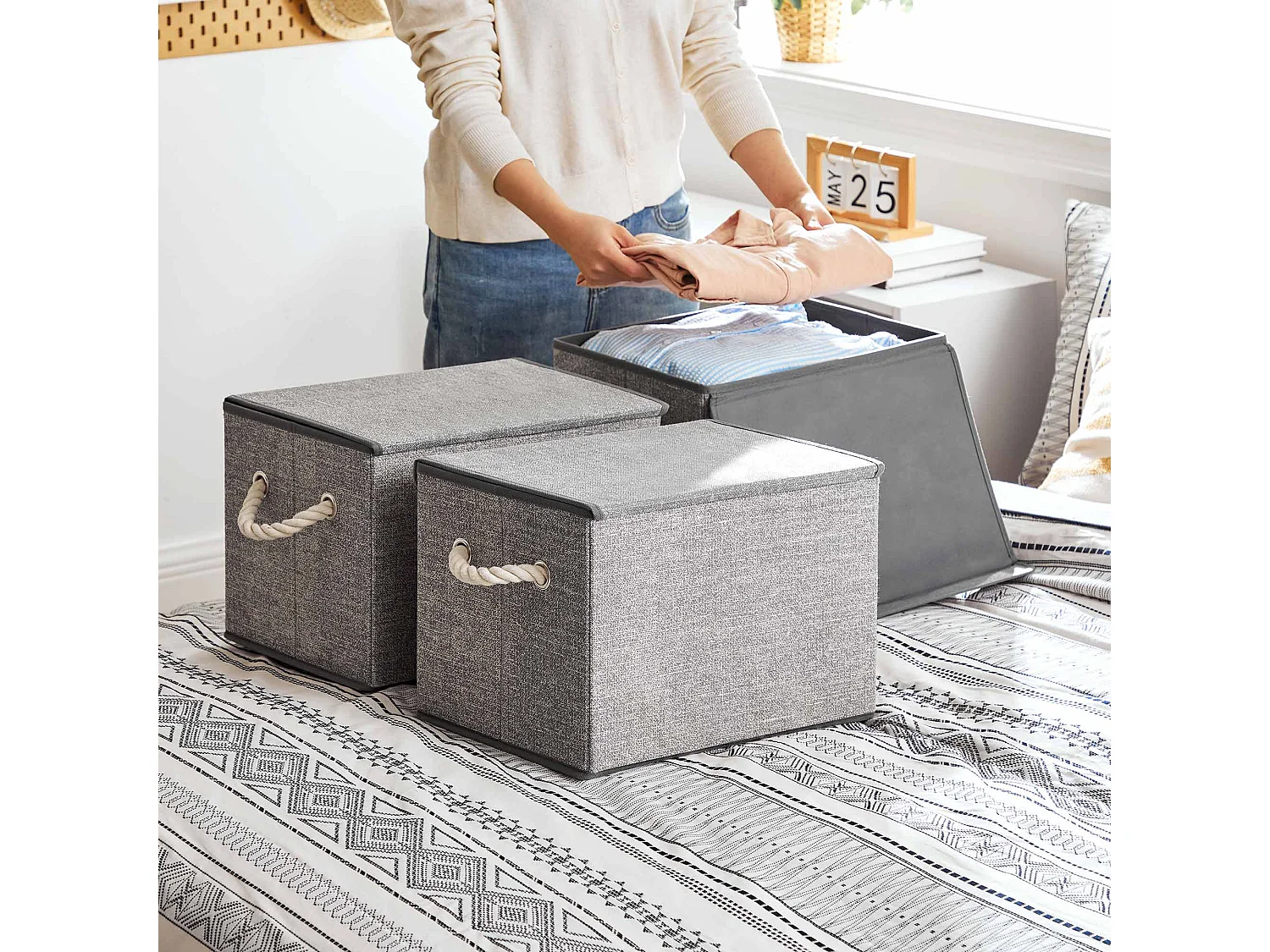 Lot de 3 boîtes de rangement pliables Saint-Pétersbourg